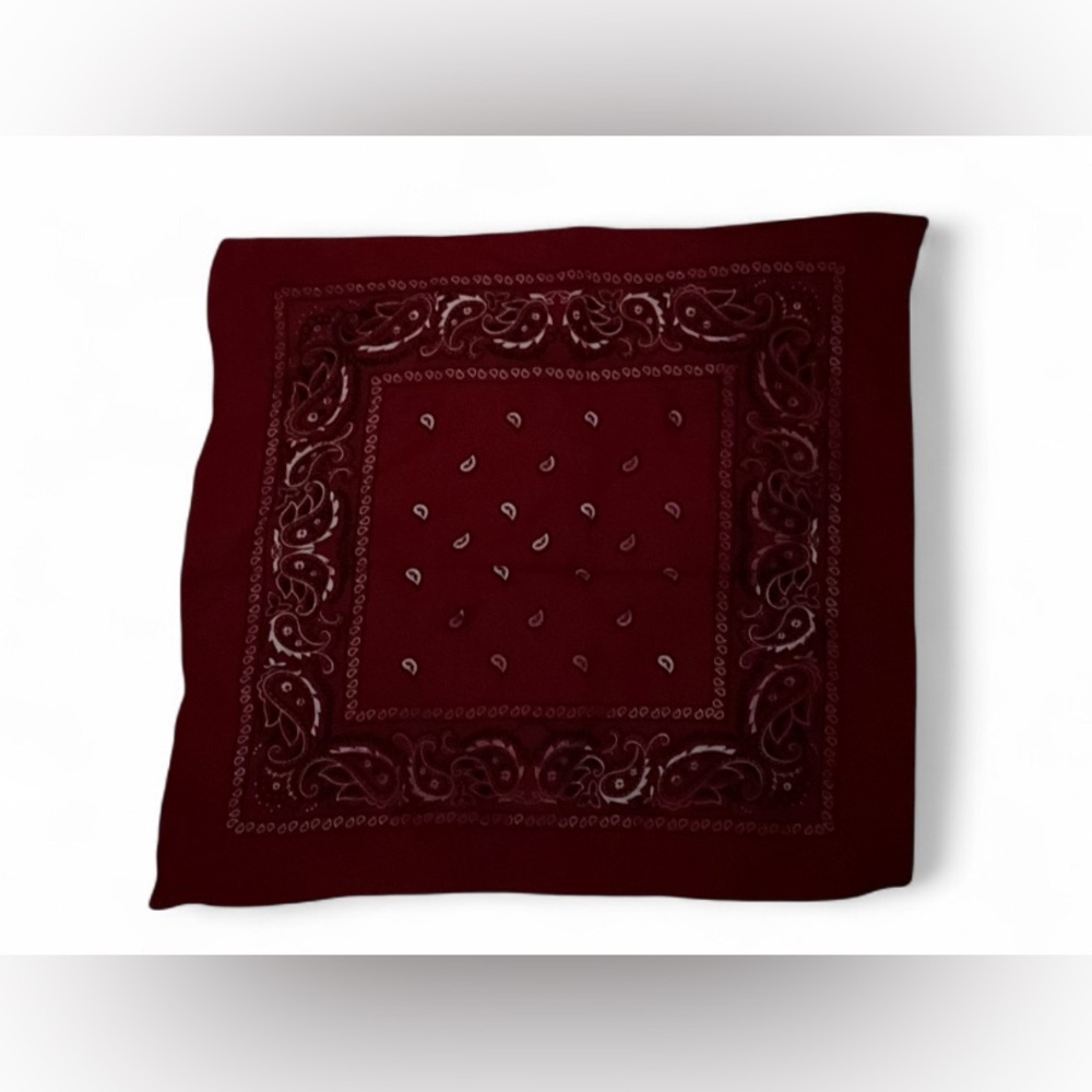 Dark Red White Paisley Bandana One Size Versatile Accessory Unisex